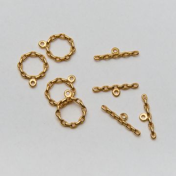 Srebrne zapięcie toggle łańcuch AG925 pozłacane 12mm