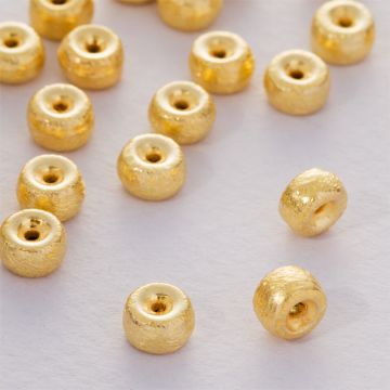 Srebrny koralik oponka wklęsła AG925 pozłacana 6x4mm