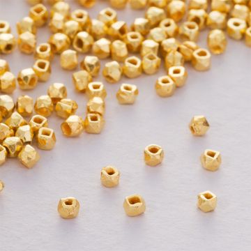 Srebrny koralik ścinany satynowy AG925 pozłacany 2x2.5mm