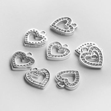 Srebrna zawieszka serce z cyrkoniami AG925 12mm