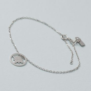 Bransoletka rodowana z różą wiatrów AG925 17 cm