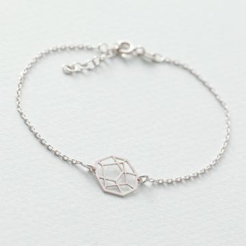 Srebrna rodowana bransoletka origami Kotai AG925 20cm