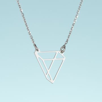 Srebrny rodowany naszyjnik origami Piramiddo AG925 44cm