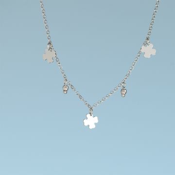 Srebrny, rodowany naszyjnik z koniczynkami AG925 34-38cm