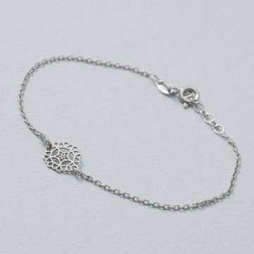 Bransoletka rodowana z zawieszką gwiazdką w kółku AG925 16.5 cm