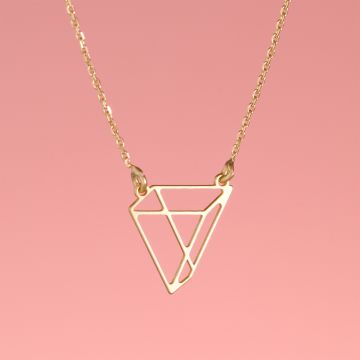 Srebrny pozłacany naszyjnik origami Piramiddo AG925 44cm