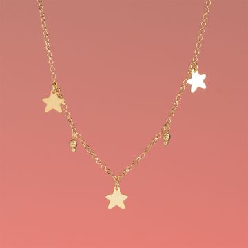 Srebrny, pozłacany naszyjnik gwiazdki AG925 34-38cm