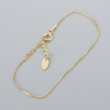 Srebrna bransoletka kosteczka gotowa z przedłużką AG925 pozłacana 18cm