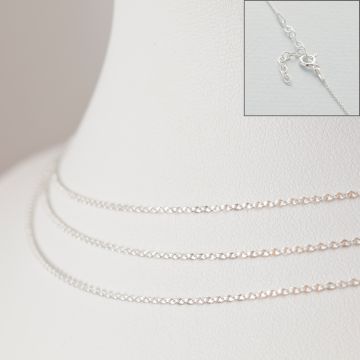 Srebrny łańcuszek z przedłużką rollo płaskie kółka AG925 44cm