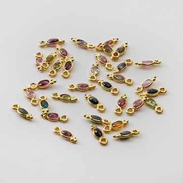 Srebrna zawieszka turmalin w srebrnym okuciu AG925 pozłacana 4,5mm