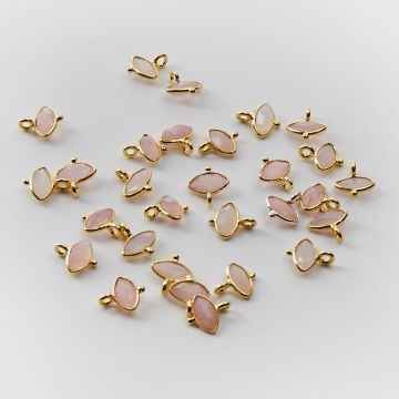 Srebrna zawieszka kryształ górski rózowy w srebrnym okuciu AG925 pozłacana 7,5mm