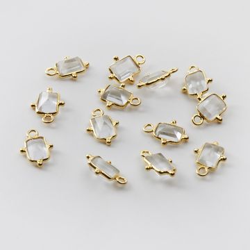 Srebrna zawieszka kryształ górski w srebrnym okuciu AG925 pozłacana 7x5mm