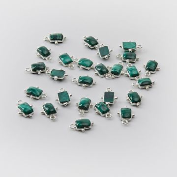 Srebrna zawieszka malachit w srebrnym okuciu AG925 7x5mm