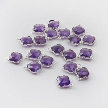 Srebrna zawieszka ametyst koniczyna marokańska w srebrnym okuciu AG925 12,5mm