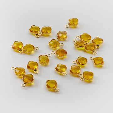 Srebrna zawieszka cytryn syntetyczny koniczyna marokańska w srebrnym okuciu AG925 pozłacana 8,5mm