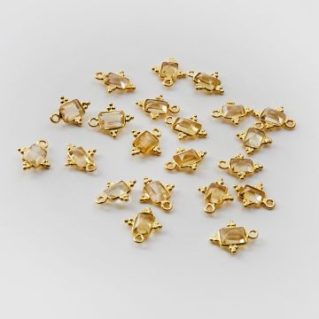 Srebrna zawieszka cytryn syntetyczny w srebrnym okuciu AG925 pozłacana 7x5mm