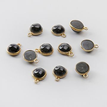 Srebrna zawieszka obsydian w srebrnym okuciu AG925 pozłacana 7,5mm