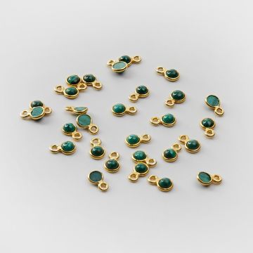 Srebrna zawieszka malachit w srebrnym okuciu AG925 pozłacana 4mm