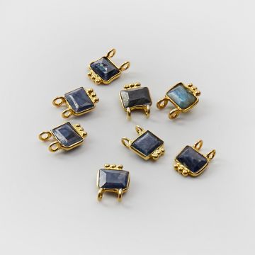 Srebrna zawieszka szafir w srebrnym okuciu AG925 pozłacana 6,5mm