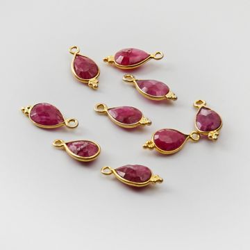 Srebrna zawieszka rubin w srebrnym okuciu AG925 pozłacana 7mm