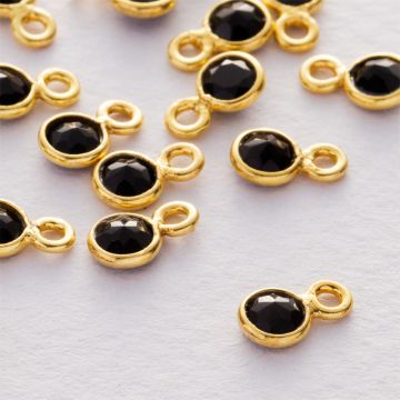 Onyks krążek fasetowany zawieszka w okuciu pozłacanym AG925  4mm