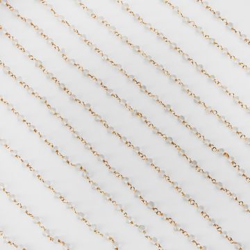 Srebrny łańcuch z kryształem górskim 3.5mm AG925 pozłacany 3,5mm