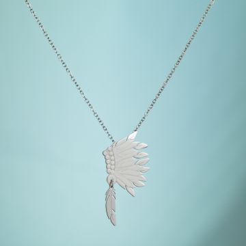 Srebrny rodowany naszyjnik warbonnet,  AG925 44cm