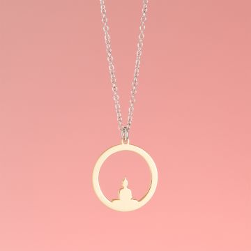 Srebrny rodowany naszyjnik z pozłacaną zawieszką hinduska Śiwa,  AG925 46cm