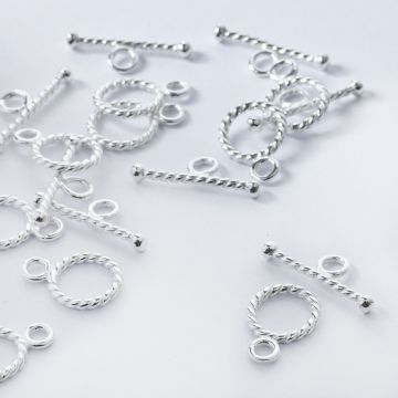 Srebrne zapięcie toggle skręcane kółko i patyczek AG925 srebrny 10,7mm