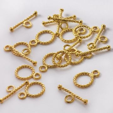 Srebrne zapięcie toggle skręcane kółko i patyczek AG925 złoty 10mm