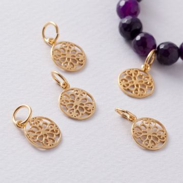 Srebrna zawieszka kółko wycinane AG925 pozłacane 12mm