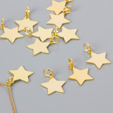 Srebrna blaszka celebrytka gwiazdka AG925 pozłacana 16mm