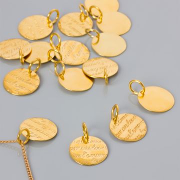 Srebrna blaszka celebrytka z napisem AG925 pozłacana 16mm