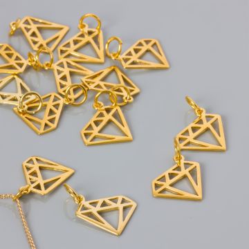 Srebrna zawieszka ażurowa diament AG925 pozłacana 15x19mm