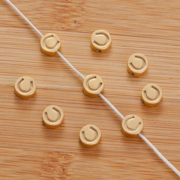 Srebrny koralik krążek z podkową AG925 pozłacany 6,5mm