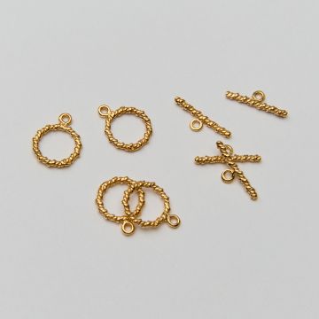 Srebrne zapięcie toggle skręcane liny AG925 pozłacane 11,5mm