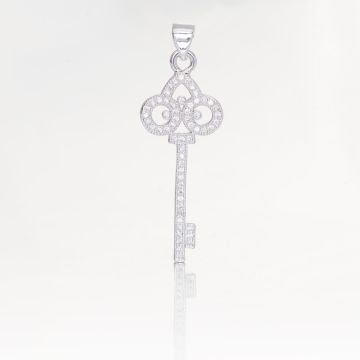 Zawieszka rodowana z cyrkoniami kluczyk  34x13mm