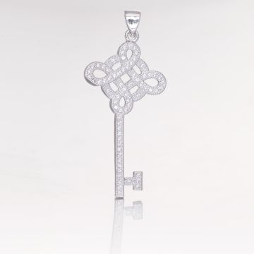 Zawieszka rodowana z cyrkoniami kluczyk 37x18mm