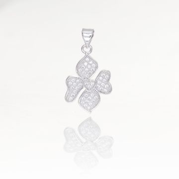 Zawieszka rodowana z cyrkoniami kwiatek 22x14mm