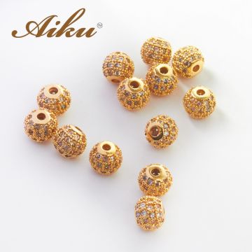 Koralik kulka z cyrkoniami złocona 6mm