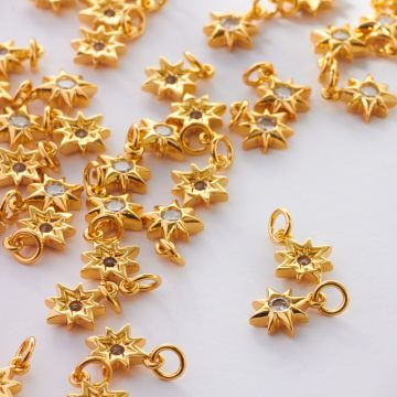 Złocona zawieszka róża wiatrów z cyrkonią 10mm