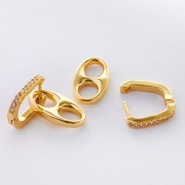 Złocone koczyki z cyrkoniami i ósemką 26mm