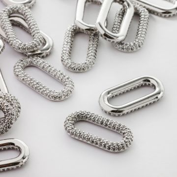 Rodowany łącznik ogniwo łańcucha z cyrkoniami 23mm