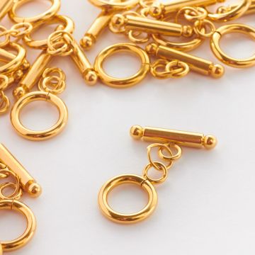 Zapięcie kółko patyczek z kulkami typu toggle ze stali chirurgicznej w kolorze złotym 12mm