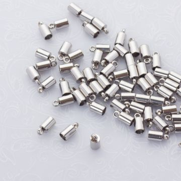 Końcówki do sznurków i rzemieni ze stali chirurgicznej w kolorze srebrnym 3mm