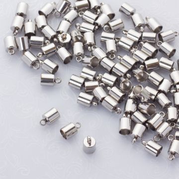 Końcówki do sznurków i rzemieni ze stali chirurgicznej w kolorze srebrnym 5mm