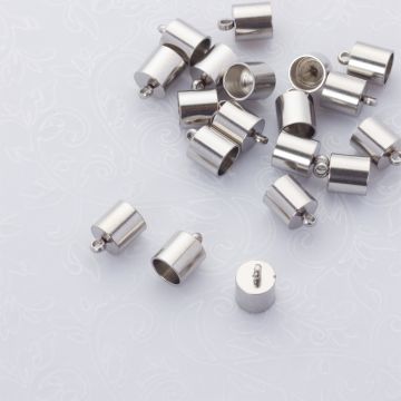 Końcówki do sznurków i rzemieni ze stali chirurgicznej w kolorze srebrnym 6mm