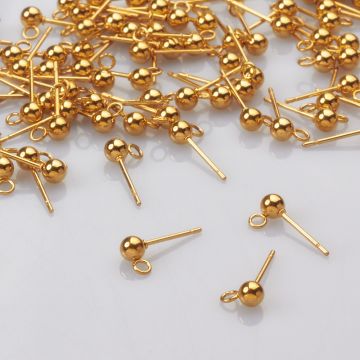 Sztyfty z kulką ze stali chirurgicznej w kolorze złotym 4mm