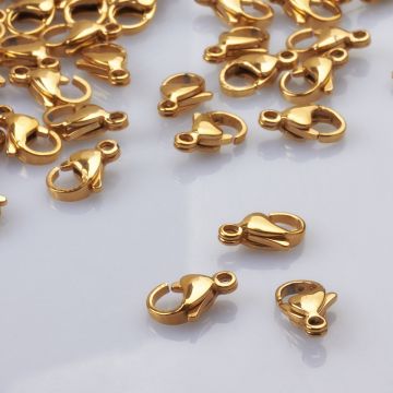 Zapięcie karabińczyk ze stali chirurgicznej w kolorze złotym 13mm