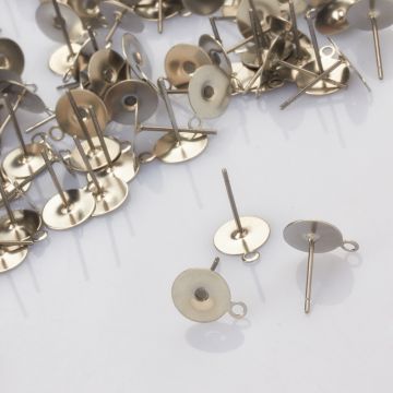 Sztyfty z talerzykiem do naklejania i podwieszania ze stali chirurgicznej w kolorze srebrnym 8mm